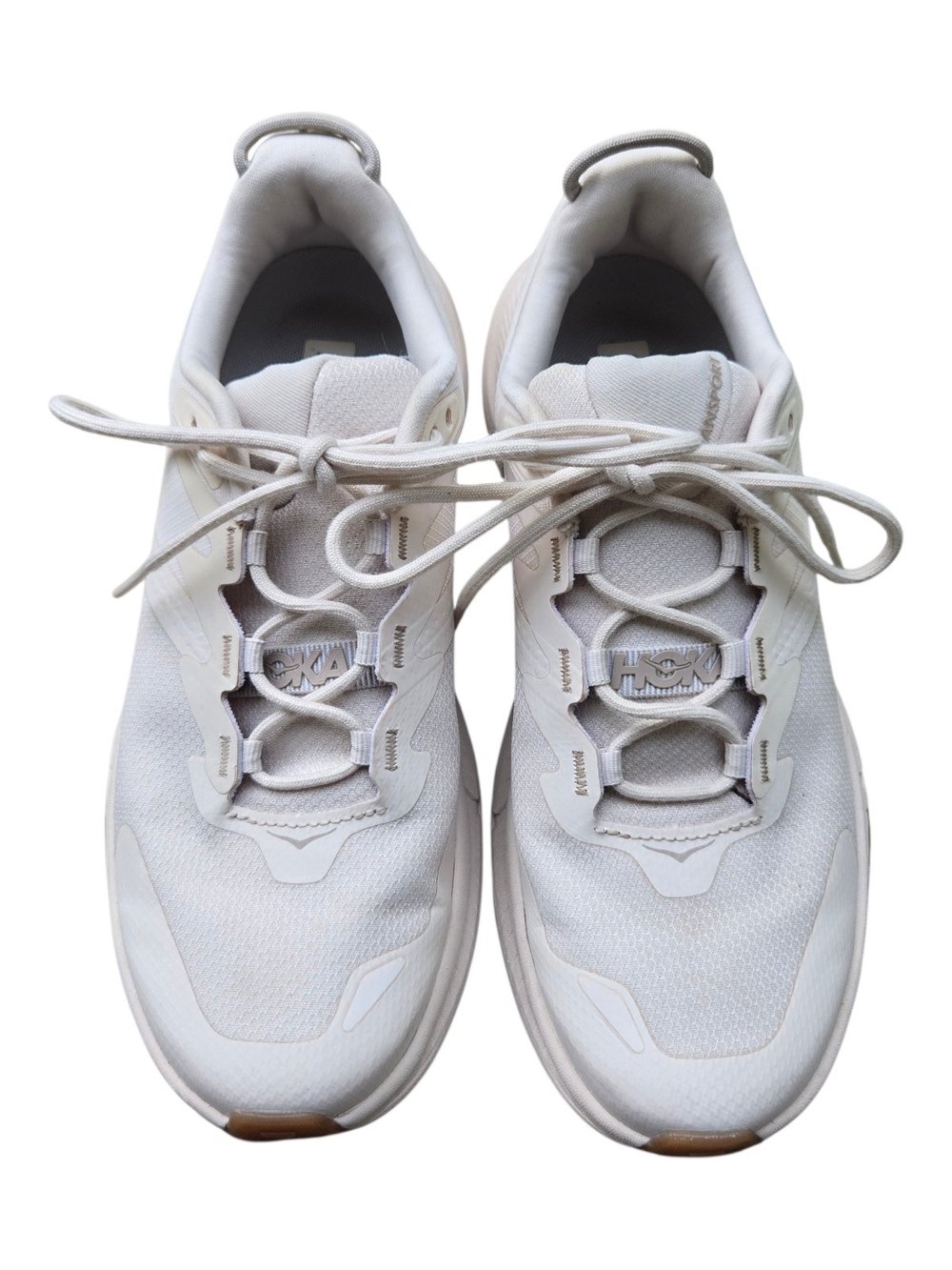 HOKA Transport Cream White Sneakers Vibram Gum Sole Shoes Size 7